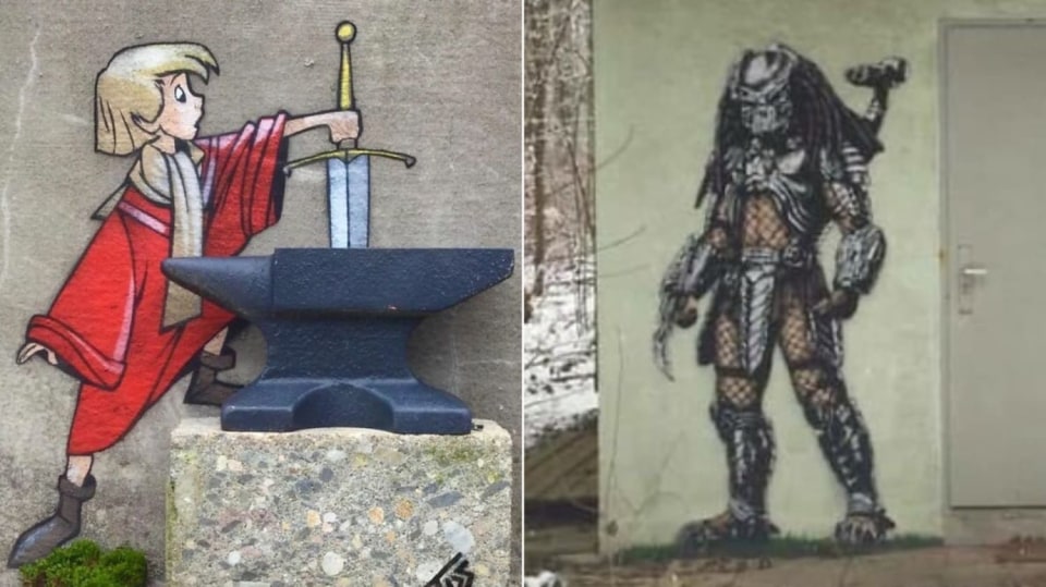 Zábavný streetart za hranicemi města